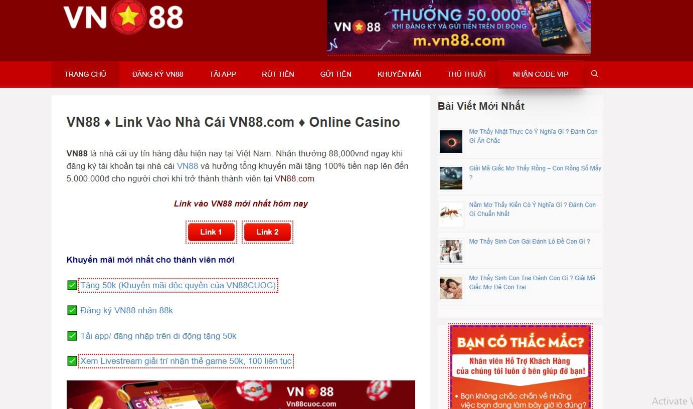Website vn88cuoc - trang chủ nhà cái VN88.